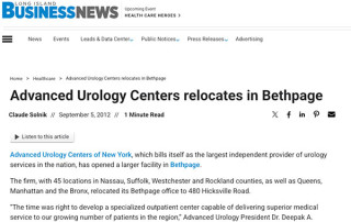 Advanced Urology Centers relocates in Bethpage
