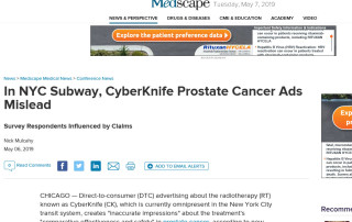 In NYC Subway, CyberKnife Prostate Cancer Ads Mislead
